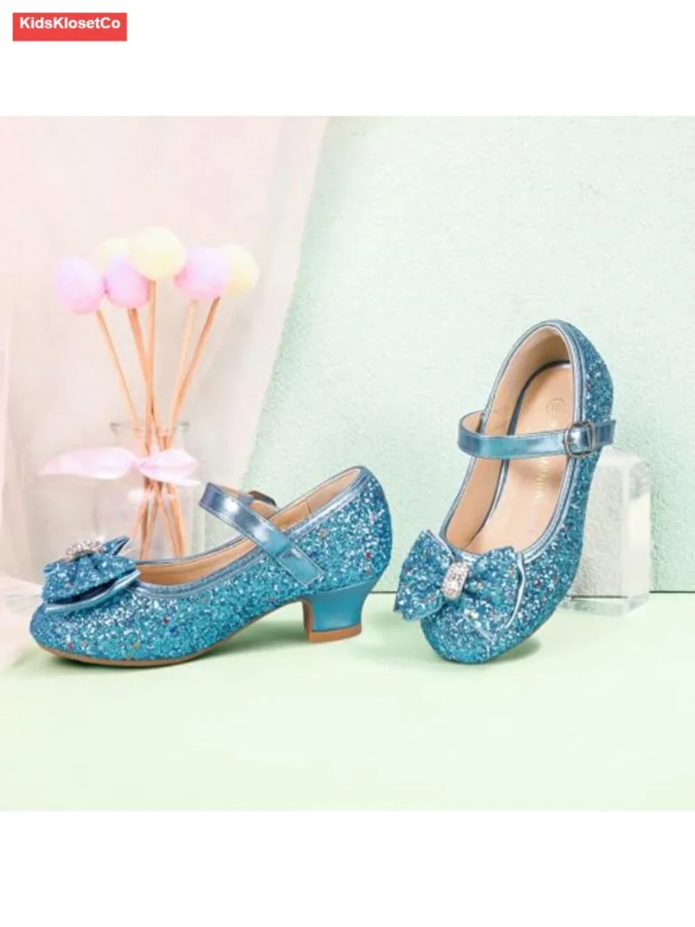 Girls Mary Jane Heels Low Heel Sequin Dress Shoes